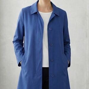 Eileen Fisher Light Cotton Nylon Classic Collar Coat Royal Blue M